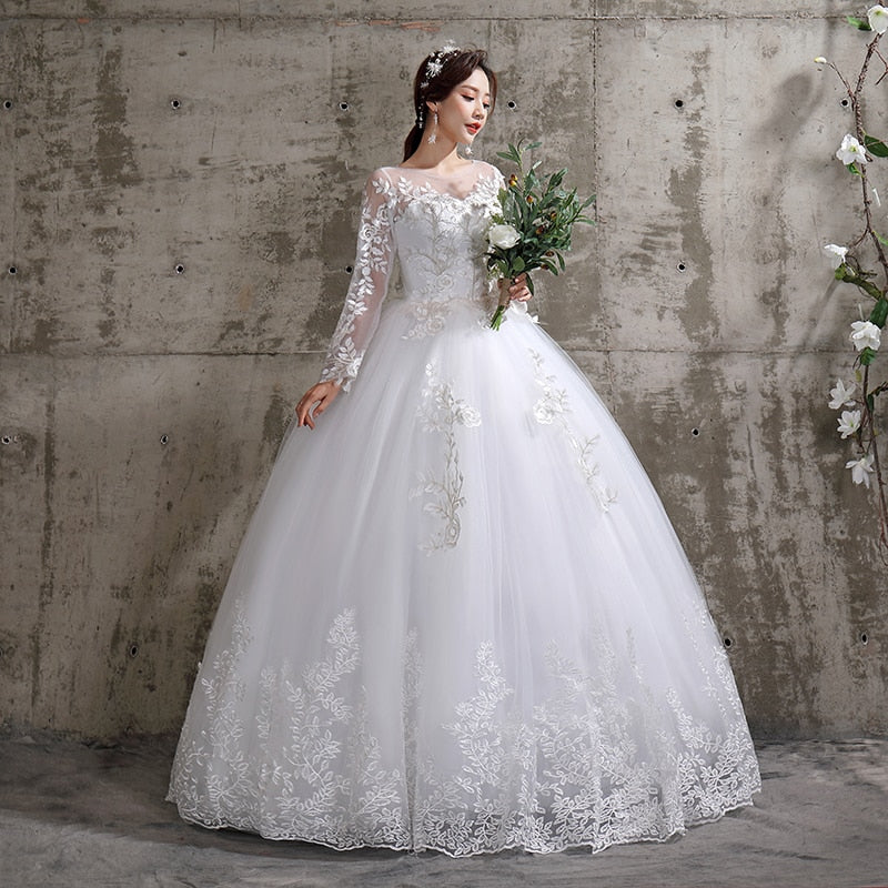 Wedding Dress  Birde Long Sleeve Ball Gown Luxury Lace Wedding Dresses Vestido De Noiva Robe De Mariee Plus Size