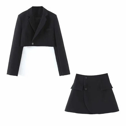 Women Blazer Clothing Two Piece Set Women Suits With Skirt Female Suit Tweed Long Sleeves Short Skirt Suits Blazer