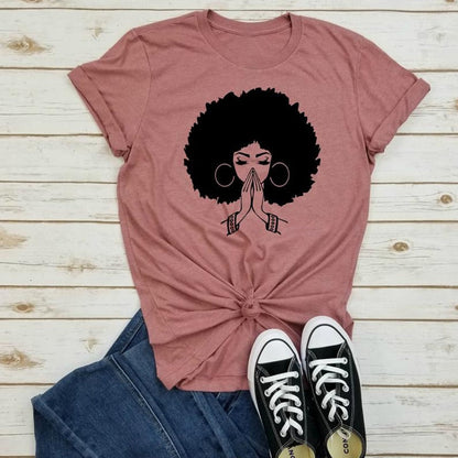 Summer casual short sleeve Pink lady print t shirt for women o neck tee shirts tops female basic t-shirts mujer