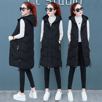 Women's down Cotton Vest Sleeveless Cotton Coat Jacket Hooded Top