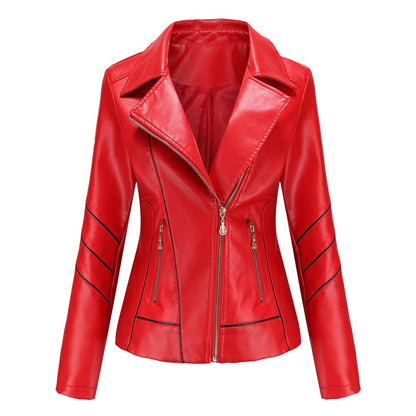 Autumn Winter Black Faux Leather Jackets Women Long Sleeve Plus Size Zipper Basic Coat Turn-down Collar Motor Biker Jacket