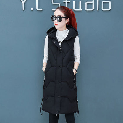 Women's down Cotton Vest Sleeveless Cotton Coat Jacket Hooded Top