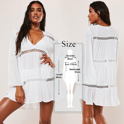 Tunics for Beach Women Swimsuit Cover-ups Woman Swimwear Beach Cover up Beachwear Pareo Mini Dress Saida de Praia