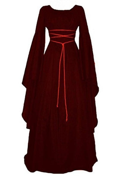 Women's Medieval Dress Victorian Renaissance Gothic Long Gown Dress Costumes Flare Sleeve Autumn Ladies Dresses