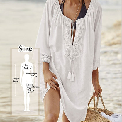 Tunics for Beach Women Swimsuit Cover-ups Woman Swimwear Beach Cover up Beachwear Pareo Mini Dress Saida de Praia