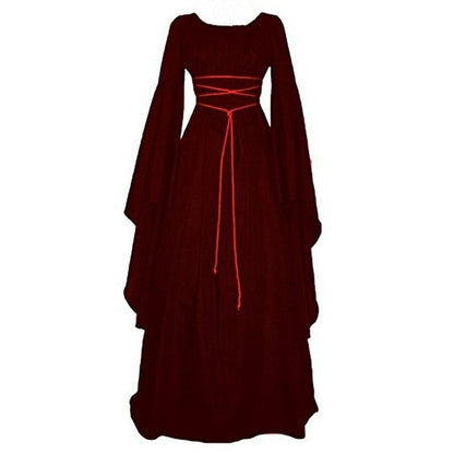 Women's Medieval Dress Victorian Renaissance Gothic Long Gown Dress Costumes Flare Sleeve Autumn Ladies Dresses