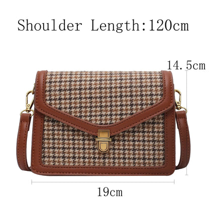 Plaid PU Leather Crossbody Bags For Women Luxury Vintage Shoulder Messenger Small Bag Female Trend Travel Handbags Purse