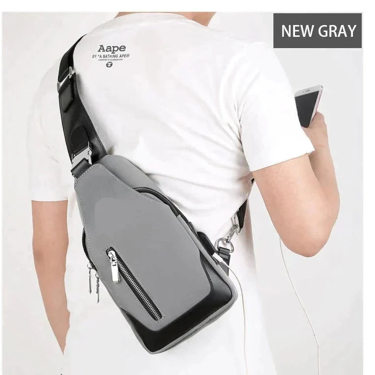 Men's Messenger bag shoulder Oxford cloth Chest Bags Crossbody Casual messenger bags Man USB charging Multifunction Handbag