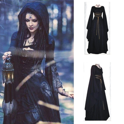 Women's Medieval Dress Victorian Renaissance Gothic Long Gown Dress Costumes Flare Sleeve Autumn Ladies Dresses