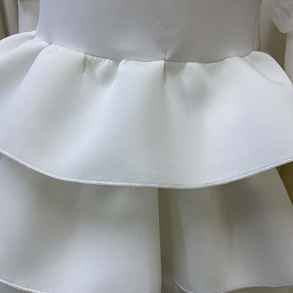 Women White Cake Dresses  Bubble Lantern Sleeves Patchwork Party Fashion Lovely Celebrate Occasion Event Lolita Female Robes New dingdamall mid size graduation outfit romantic style teen swag clean girl ideas 90s latina aesthetic