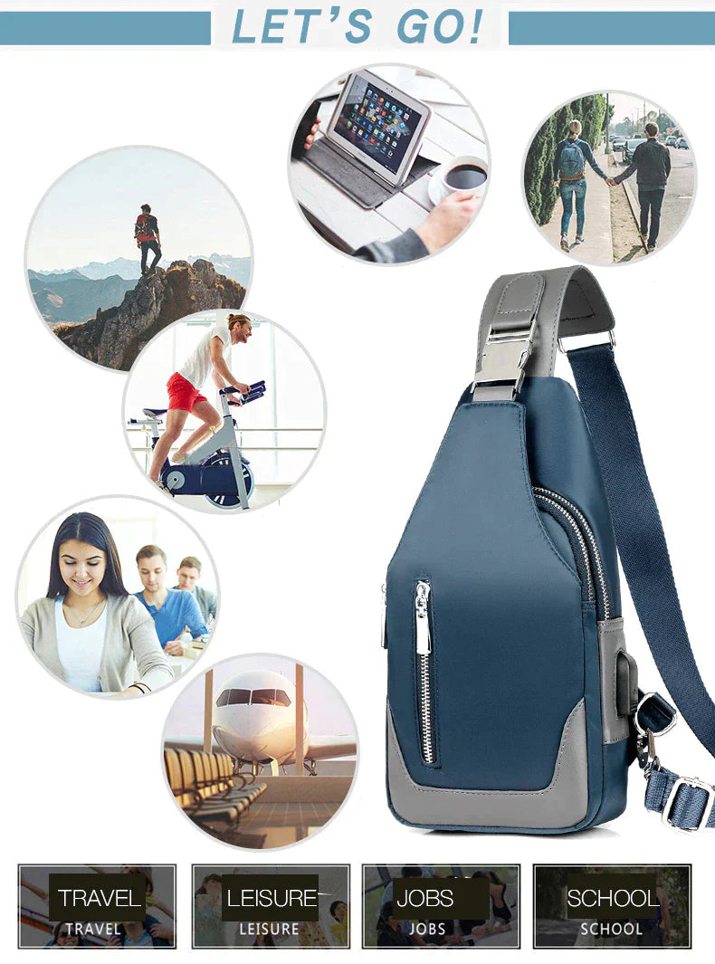 Men's Messenger bag shoulder Oxford cloth Chest Bags Crossbody Casual messenger bags Man USB charging Multifunction Handbag