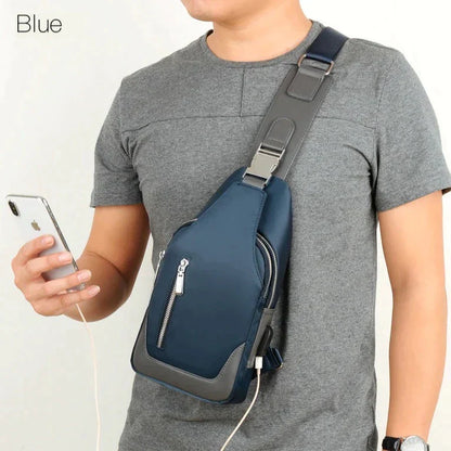 Men's Messenger bag shoulder Oxford cloth Chest Bags Crossbody Casual messenger bags Man USB charging Multifunction Handbag