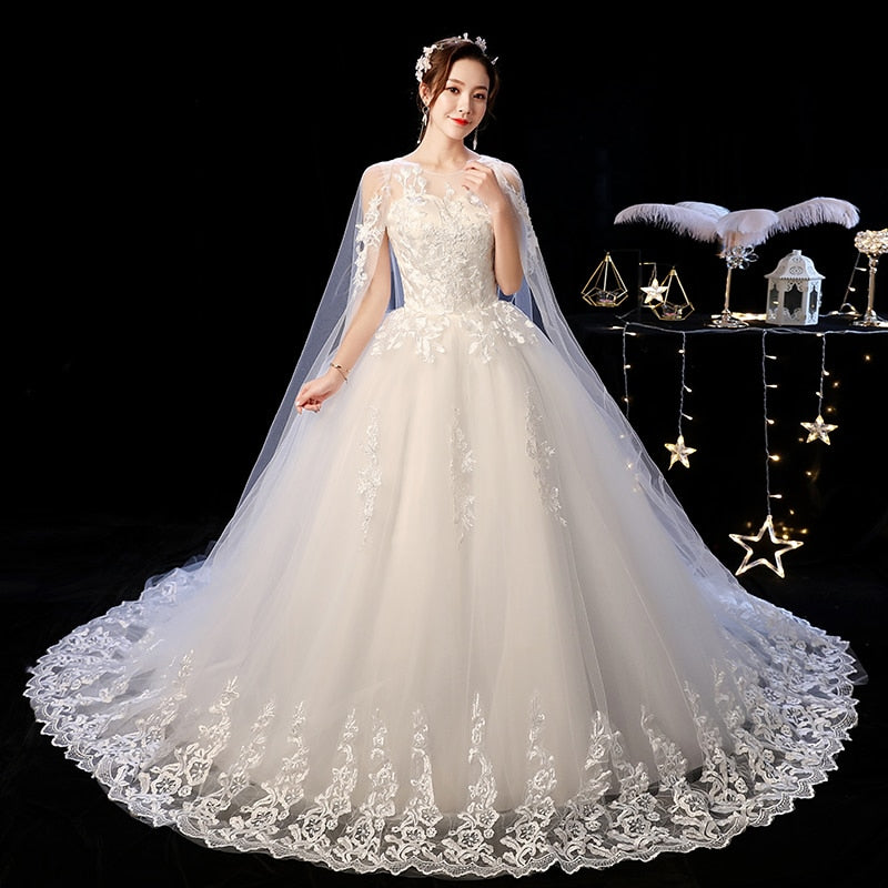 Wedding Dress  Elelgant Court Train Lace Embroidery Princess Vintage Wedding Dresse Plus Szie Wedding Gowns