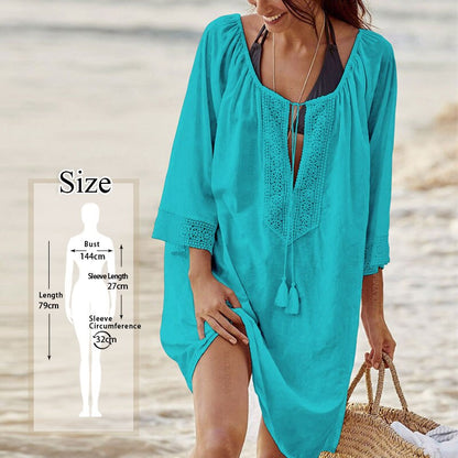 Tunics for Beach Women Swimsuit Cover-ups Woman Swimwear Beach Cover up Beachwear Pareo Mini Dress Saida de Praia