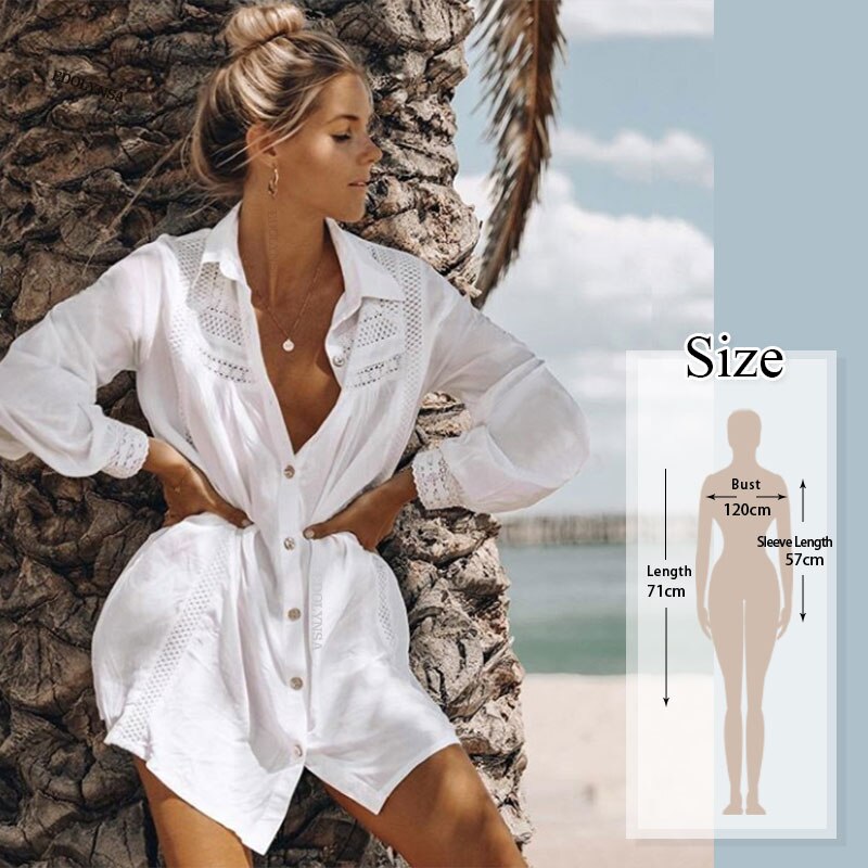 Tunics for Beach Women Swimsuit Cover-ups Woman Swimwear Beach Cover up Beachwear Pareo Mini Dress Saida de Praia