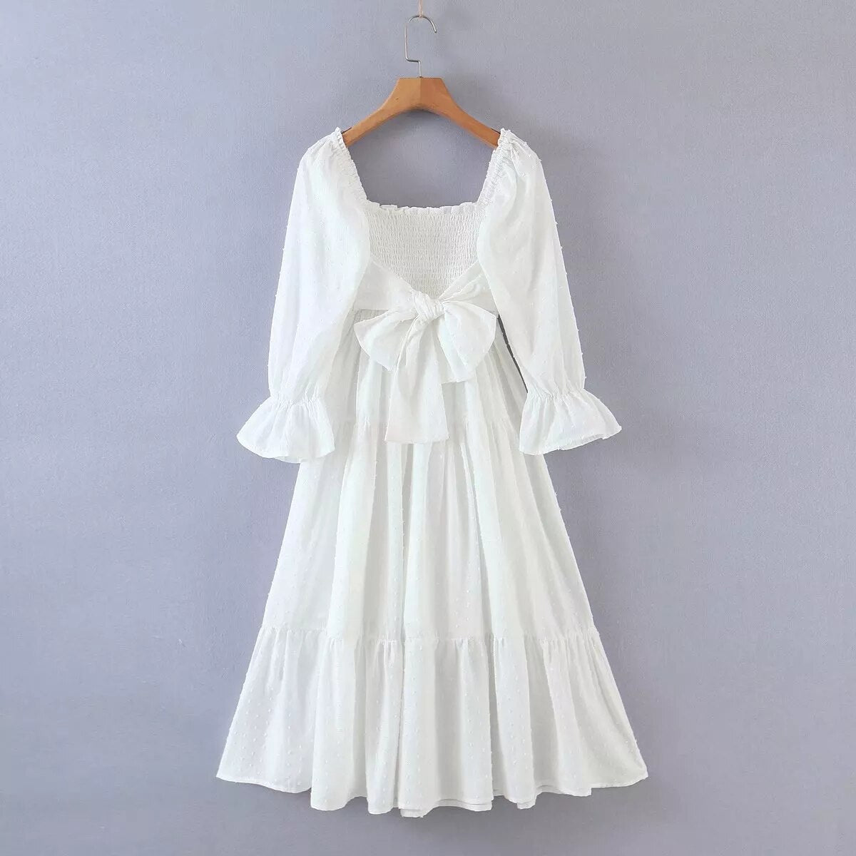 Summer long dress women puff sleeve white party dresses elegant ruffle vestidos streetwear korean fashion slash neck dress