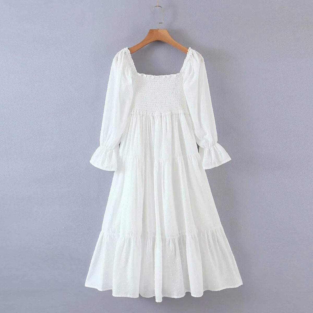 Summer long dress women puff sleeve white party dresses elegant ruffle vestidos streetwear korean fashion slash neck dress