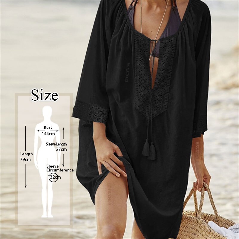 Tunics for Beach Women Swimsuit Cover-ups Woman Swimwear Beach Cover up Beachwear Pareo Mini Dress Saida de Praia