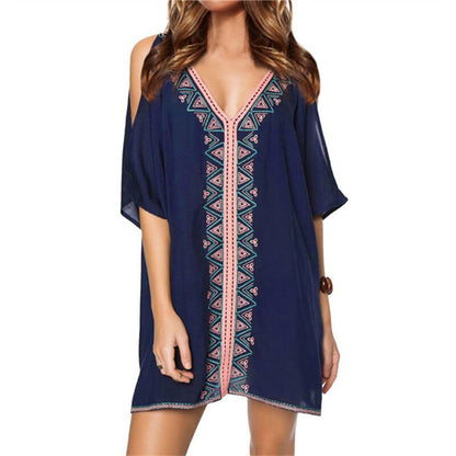 Tunics for Beach Women Swimsuit Cover-ups Woman Swimwear Beach Cover up Beachwear Pareo Mini Dress Saida de Praia