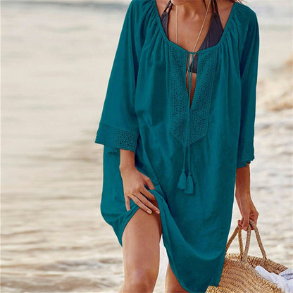 Tunics for Beach Women Swimsuit Cover-ups Woman Swimwear Beach Cover up Beachwear Pareo Mini Dress Saida de Praia