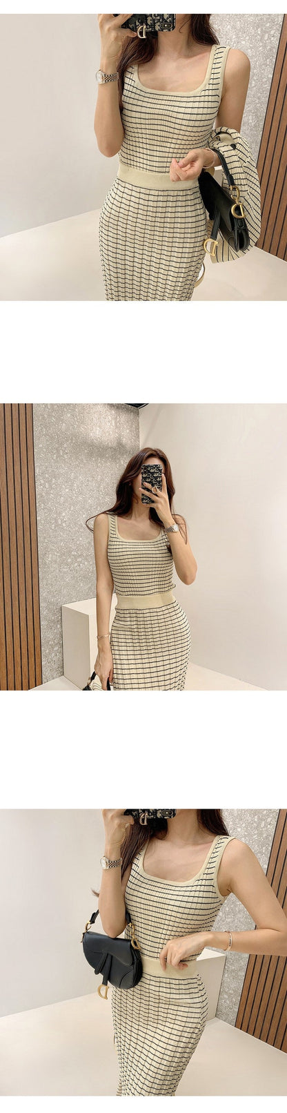 Korean Knitting 3 Pieces Set Women Knitted Sling + Cardigan And Pencil Skirts Casual Simple Office Lady Skirt Suit