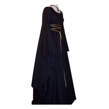 Women's Medieval Dress Victorian Renaissance Gothic Long Gown Dress Costumes Flare Sleeve Autumn Ladies Dresses