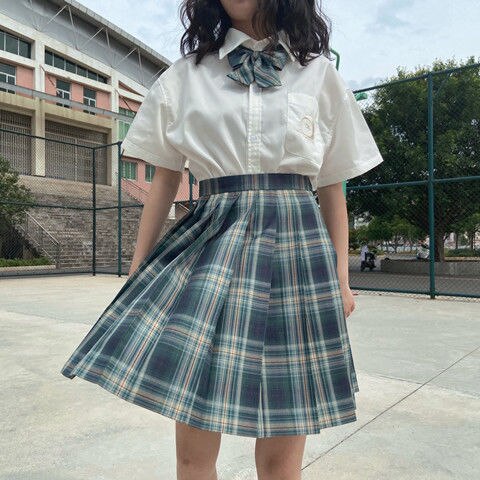 Student Dress Sweet Cute Pleated Skirt Girl's Summer High Waist Purple Plaid Mini Skirts Women JK Uniforms School