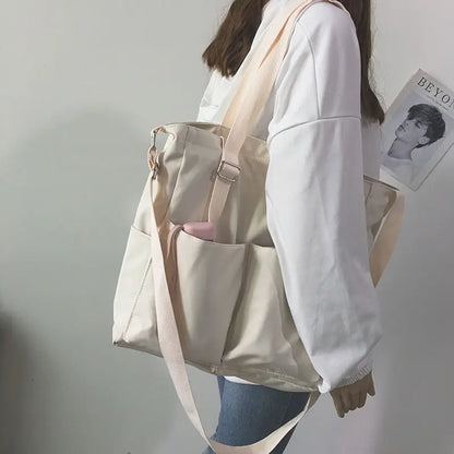 Waterproof Oxford Large Capacity Canvas Girl Shoulder Hand Bucket Bag Basket Female Crossbody Bags For Women Casual Tote Purses