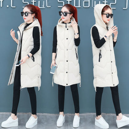 Women's down Cotton Vest Sleeveless Cotton Coat Jacket Hooded Top