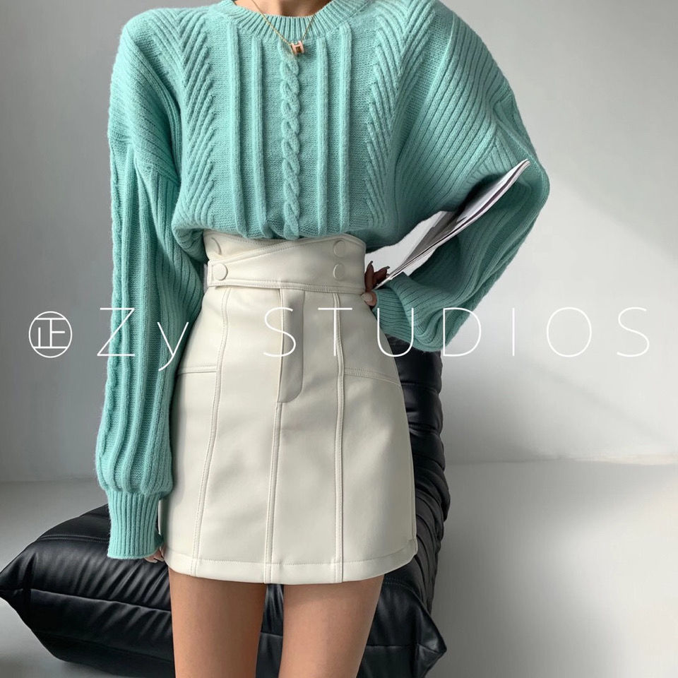 Autumn winter short PU leather skirt women Japanese black high waist pocket pleated JK skirt girls Harajuku style mini skirt