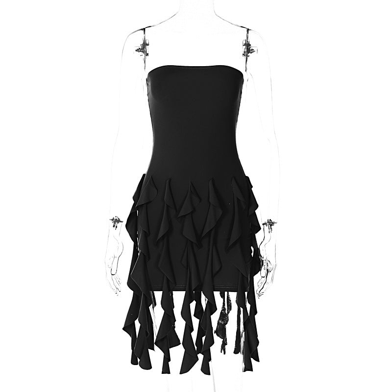 women's clothing spring and summer new tube top tight hip lace tassel sexy sweet and spicy hip dress for women