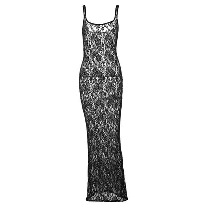 cross-border new women's fashion one-shoulder sexy perspective lace slim suspender dress female