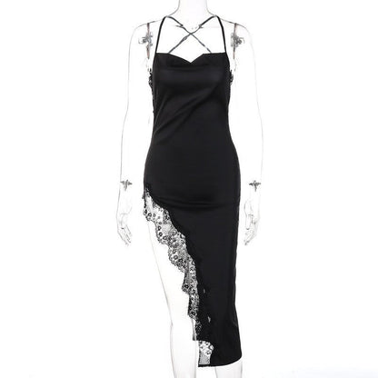 women's clothing autumn new fashion intellectual sexy backless slim fit lace suspender dress for women