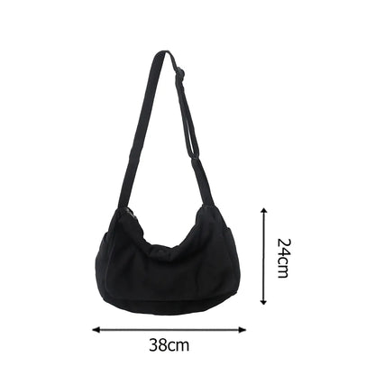 Large Capacity Canvas Shoulder Bags Solid Color Leisure Travel Bags for Women Harajuku Crossbody Handbags Female Messenger Bags