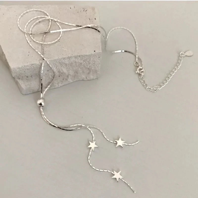 925 Sterling Silver Star Necklace Simple Adjustable Length Charm Pendant Joker Choker Birthday Gift To Women Free Of Freight