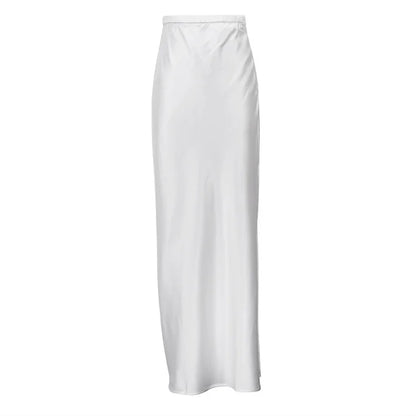 YESMYTOOL  -  Satin Split Maxi Skirt Women Dresses High Rise Slim Straight Long Skirt Casual Commuting Autumn Elegant French Commutwear