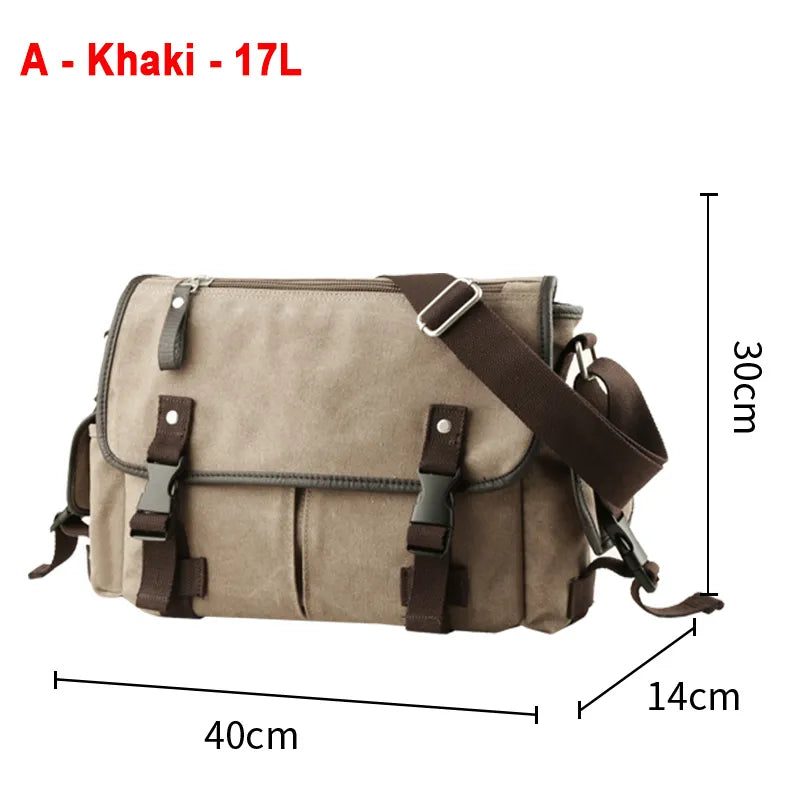 Men Crossbody Bag Canvas Vintage Business Handbag for Men Casual 13 inch Laptop Large Capacity Durable  Briefcase Men Bag