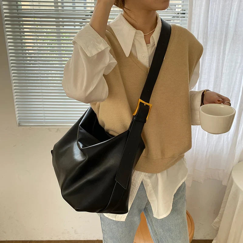 MJ Casual Women Shoulder Bags PU Leather Hobo Bag Female Large Capacity Messenger Bags Soft Crossbody Handbag Bolsos Feminina