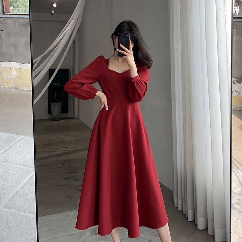 Vintage Black Dress Women Retro Elegant Wrap Midi Dresses Korean Harajuku Long Sleeve Solid Clothes Spring Fashion