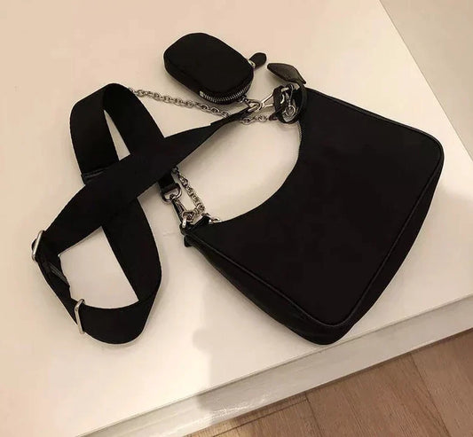 Women Crossbody Bags Ins Handsome Chain Shoulder Underarm Handbags All-match Harajuku Ulzzang Portable Nylon Bag Female Design