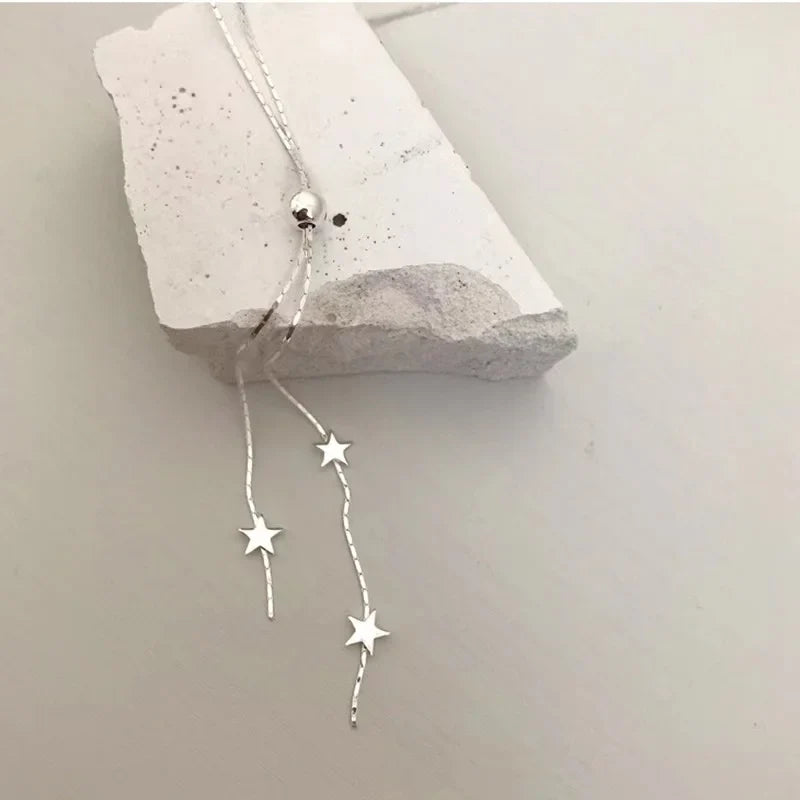 925 Sterling Silver Star Necklace Simple Adjustable Length Charm Pendant Joker Choker Birthday Gift To Women Free Of Freight