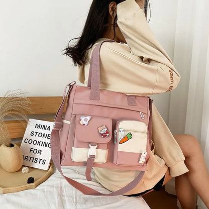 Women's Bag Korean Female Messenger Bag Large Capacity Student Shoulder Bags Versatile Crossbody Bag Postman Tote School Bags