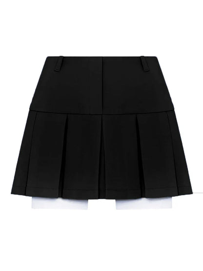 New Mini Skirt For Women Cute High Waist Fashion Y2K Skirts Set Casual Streetwear Womens Bottom Black Pleated Skirts