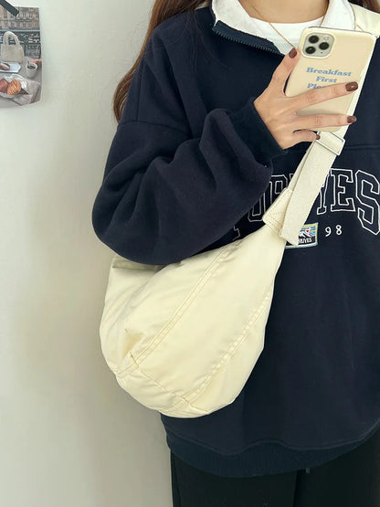 Women's Crossbody Hobo Bags Fluffy Canvas Shoulder Bag Large Capacity Casual Sport Handbags Female Travel School Messenger Bag