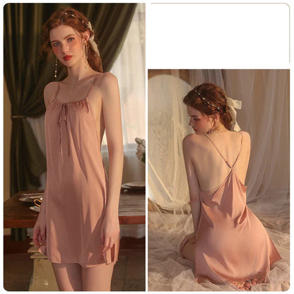 YESMYTOOL  -  Beauty Back Lingerie Lace Sling Nightdress Vintage Nightgowns Women's Sleepwear Nighties Nightwear Home Clothes Erotic Dress