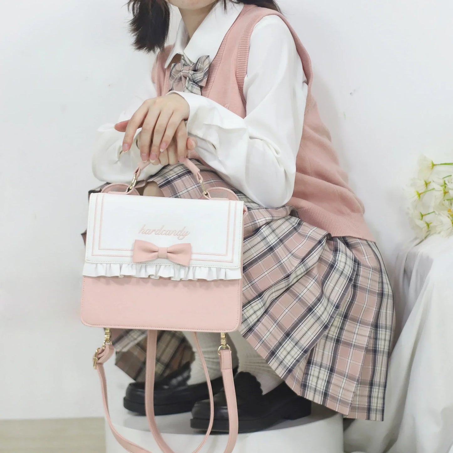 Cute Lolita Bag Female Japanese Harajuku Bowknot Crossbody Shoulder Bag Kawaii Girls Backpack Handbags For Women 3 Purpose