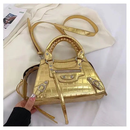 Women's Fashion Handbag Beautiful Lady Crossbody Elegant Pu Leather Totes One Shoulder Handbags Shopping Rivet Rock Style Bags