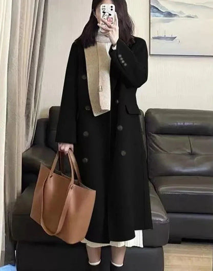 Women Long Woolen Windbreaker Coat Korean Loose Fashion Single-breasted Lapel Coats Female Autumn Winter Warm Lady Overcoats