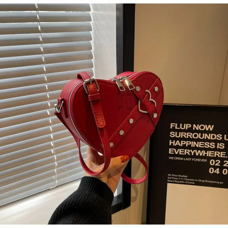 Fashion Love Heart Shape Shoulder Bag Small Handbags Designer Crossbody Bags For Women Solid Pu Leather Valentine's Gift