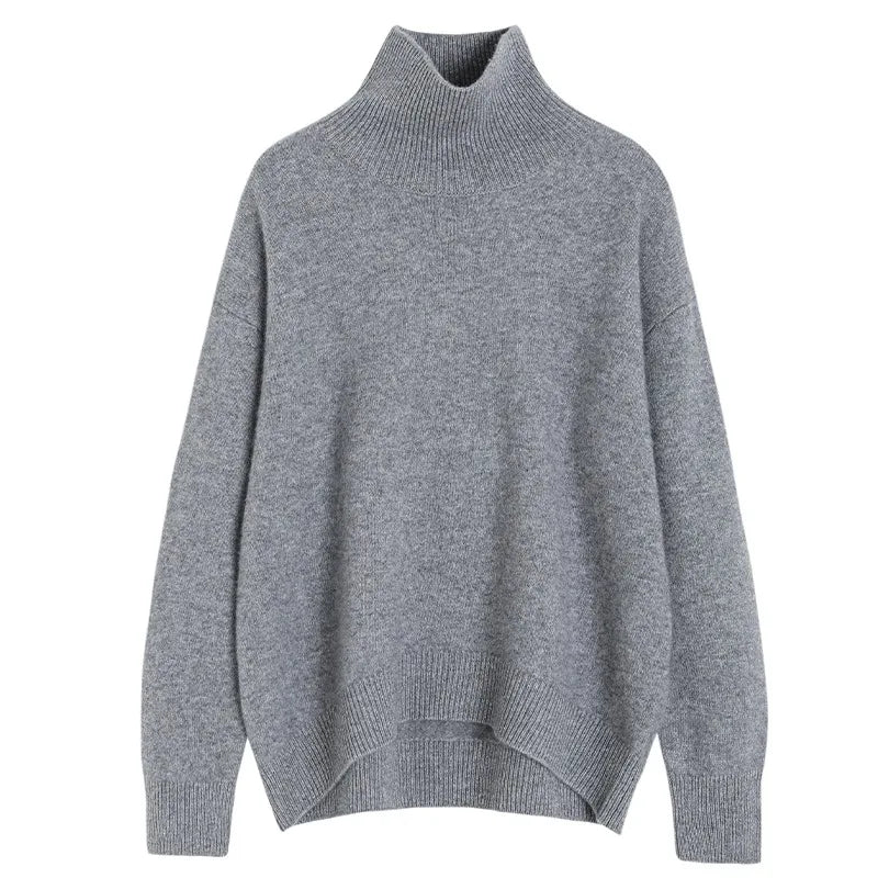 Autumn and Winter New Thick Cashmere Sweater Women High Neck Pullover Sweater Warm Loose Knitted Base Sweater Jacket Tops